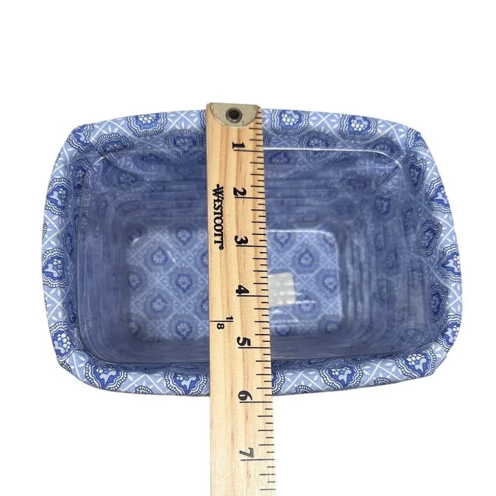 RETIRED Longaberger basket 1997, blue patterned liner and plastic insert